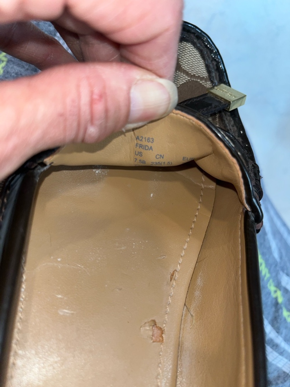 NWOT COACH FRIDA SIGNATURE JACQUARD TAN AND BROWN LEATHER SIZE 7.5 - Picture 8 of 10